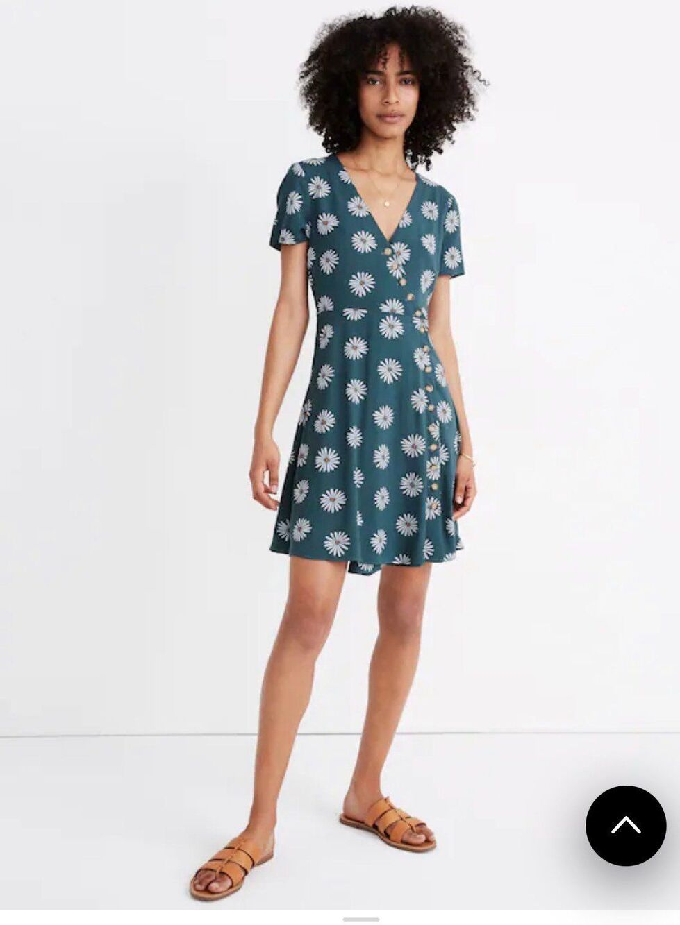 Madewell Button-Wrap Daisy Daydream Midnight Green Dress Sz 12